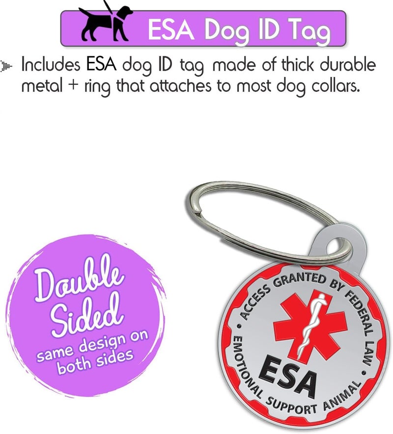 Pelto ESA Dog Vest + ID Tag + 50 ADA Information Cards - Emotional Support Dog Harness in Sizes X Small to XX-Large Metal Dog Tag Durable Clip Service Dog Information Cards - Image 3